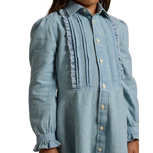 폴로 랄프로렌 Toddler and Little Girls Ruffled Cotton Chambray Dress