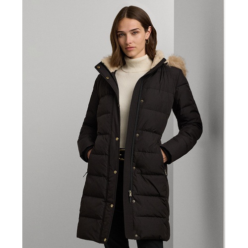 폴로 랄프로렌 Petite Faux Fur Trim Hooded Puffer Coat