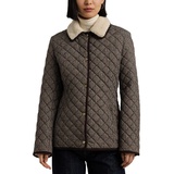 Petite Faux Sherpa Collar Quilted Coat