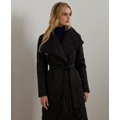 Womens Asymmetric Belted Quilted Coat