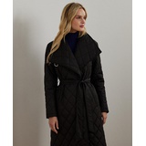 Womens Asymmetric Belted Quilted Coat