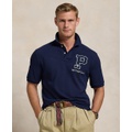 Mens Classic Fit Logo Patch Mesh Polo Shirt