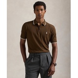 Mens Classic Fit Stretch Mesh Zip Polo Shirt