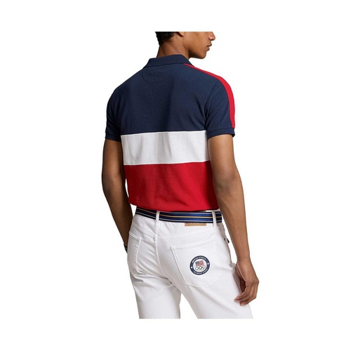 폴로 랄프로렌 Mens and Womens Navy/Red Team USA Paris 2024 Summer Paralympics Village wear Color Block CLARUS Polo