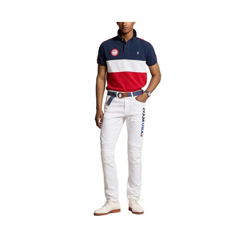 폴로 랄프로렌 Mens and Womens Navy/Red Team USA Paris 2024 Summer Paralympics Village wear Color Block CLARUS Polo