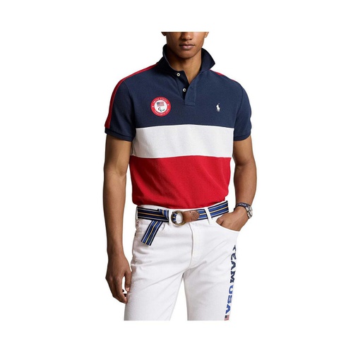 폴로 랄프로렌 Mens and Womens Navy/Red Team USA Paris 2024 Summer Paralympics Village wear Color Block CLARUS Polo