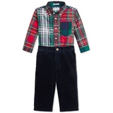 Baby Cotton Plaid Shirt & Corduroy Pants Set