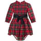 Baby Ruffled Trim Plaid Dress