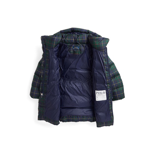 폴로 랄프로렌 Toddler and Little Girls Plaid Down Hooded Long Jacket