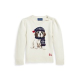 Toddler and Little Girls Dog Crewneck Sweatshirt