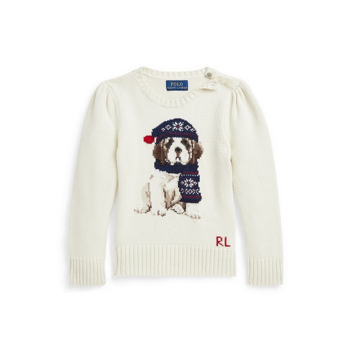 폴로 랄프로렌 Toddler and Little Girls Dog Crewneck Sweatshirt