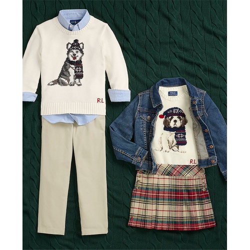 폴로 랄프로렌 Toddler and Little Girls Dog Crewneck Sweatshirt