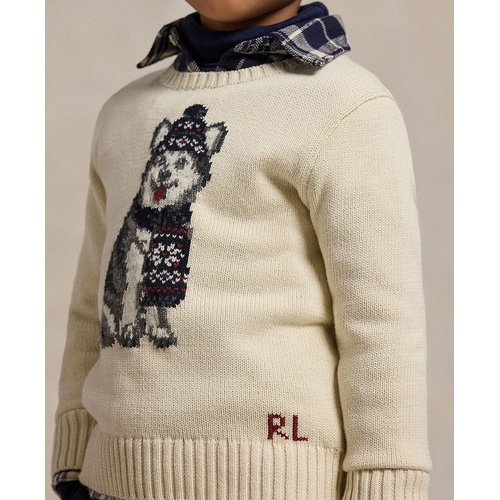 폴로 랄프로렌 Toddler and Little Boys Dog Intarsia Crewneck Sweater