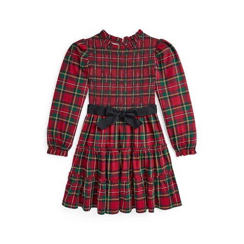 폴로 랄프로렌 Big Girls Plaid Smocked Cotton Jersey Dress