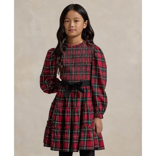 폴로 랄프로렌 Big Girls Plaid Smocked Cotton Jersey Dress