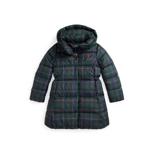 폴로 랄프로렌 Big Girls Plaid Down Hooded Long Jacket