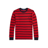 Big Boys Striped Waffle Cotton Long Sleeve Tee