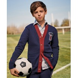 Big Boys Fleece Letterman V Neck Cardigan Shirt