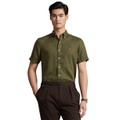 Mens Short Sleeve Linen Button Up