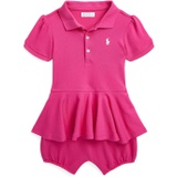 Polo Ralph Lauren Kids Stretch Mesh Peplum Polo Shortall (Infant)