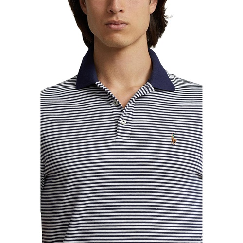 폴로 랄프로렌 Mens Polo Ralph Lauren Custom Slim Fit Striped Soft Cotton Polo Shirt