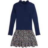 Polo Ralph Lauren Kids Floral-Woven-Skirt Turtleneck Dress (Toddler/Little Kid)