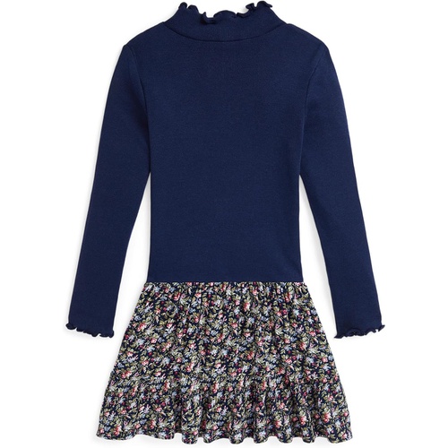 폴로 랄프로렌 Polo Ralph Lauren Kids Floral-Woven-Skirt Turtleneck Dress (Toddler/Little Kid)