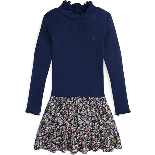 폴로 랄프로렌 Polo Ralph Lauren Kids Floral-Woven-Skirt Turtleneck Dress (Toddler/Little Kid)