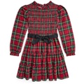 Polo Ralph Lauren Kids Plaid Smocked Cotton Jersey Dress (Big Kid)