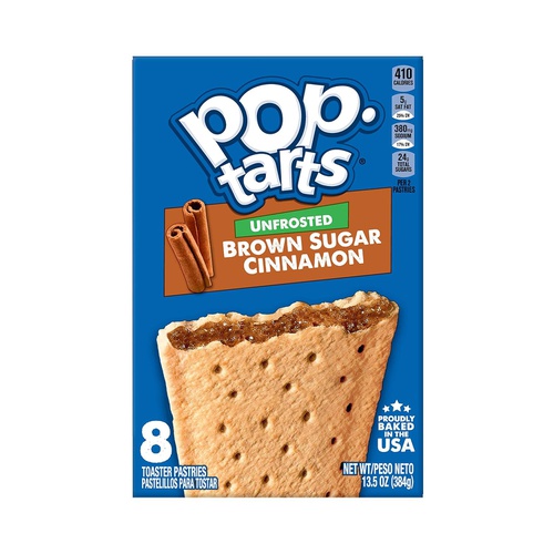  Pop-Tarts, Breakfast Toaster Pastries, Unfrosted Brown Sugar Cinnamon, Proudly Baked in the USA, 13.5oz Box (Pack of 12)