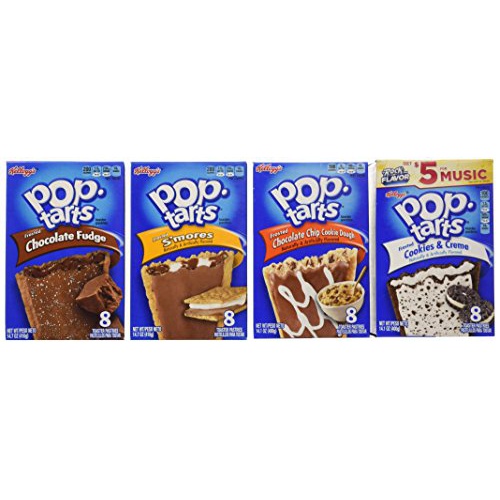  Pop Tarts Frosted Variety Pack, CHOCOLATE Flavors: Smores, Cookies and Cream, Chocolate Chip Cookie Dough, Chocolate Fudge. Bundle of 4- 8 Count Boxes, 1 of Each Flavor. Great Care