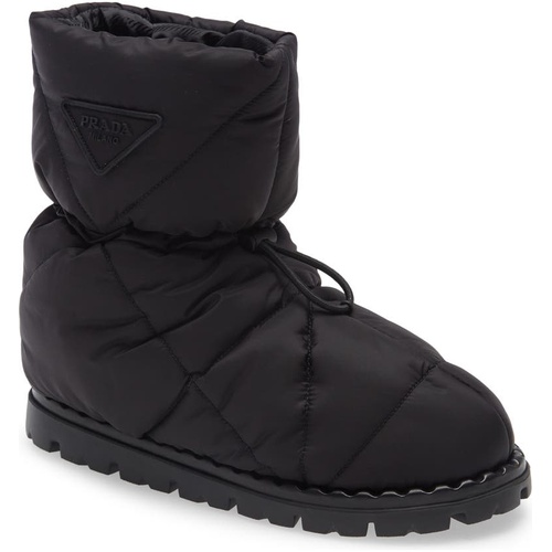 프라다 Prada Blow Drawcord Slipper Bootie_NERO