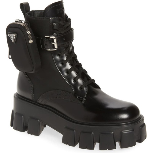 프라다 Prada Monolith Mini Bag Lug Sole Combat Boot_NERO