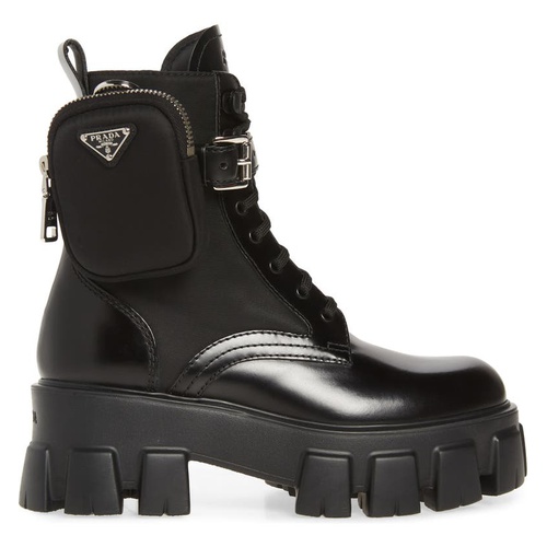프라다 Prada Monolith Mini Bag Lug Sole Combat Boot_NERO