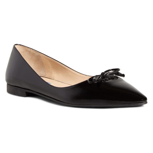 프라다 Prada Bow Logo Pointed Toe Flat_BLACK SAFFIANO