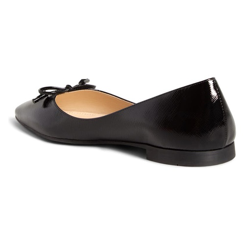 프라다 Prada Bow Logo Pointed Toe Flat_BLACK SAFFIANO