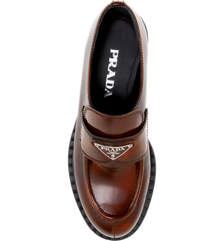 프라다 Prada Triangle Logo Loafer_TABACCO
