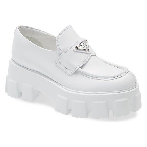 프라다 Prada Monolith Lug Sole Loafer_BIANCO