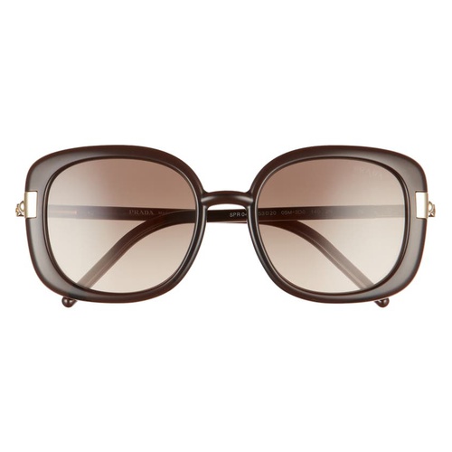 프라다 Prada Pillow 53mm Gradient Round Sunglasses_DARK BROWN CRYSTAL/ BROWN GREY