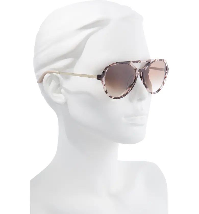 프라다 Prada 57mm Aviator Sunglasses_ORCHID TORTOISE/ BROWN