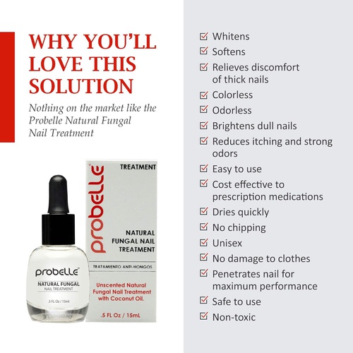  Probelle Natural Fungal Nail Treatment, Anti Fungal Nail Treatment, Nail Color Restoration, Clear Homeopathic Topical Solution .5 oz/ 15 ml (Patented Formula)