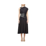 Proenza Schouler Crepe Asymmetrical Dress with Leather Waistband