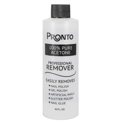  Pronto 100% Pure Acetone - Quick, Professional Nail Polish Remover - For Natural, Gel, Acrylic, Sculptured Nails (16 FL. OZ.)