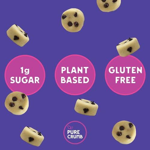  Pure Crumb Cookie Dough Batter Bites - Low Sugar (1g), Vegan, Gluten-Free and Dairy-Free (Chocolate Chip, 1.48 Ounce (Pack of 12))