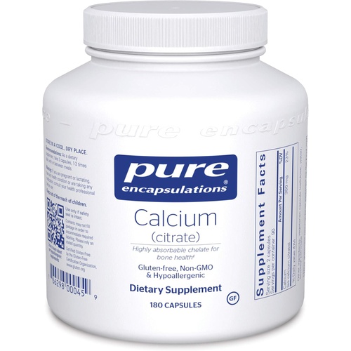  Pure Encapsulations Calcium (Citrate) Supplement for Bones and Teeth, Colon Health, and Cardiovascular Support* 180 Capsules