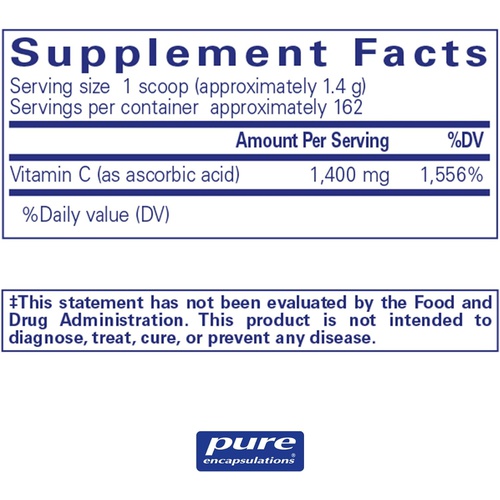  Pure Encapsulations Ascorbic Acid Powder Hypoallergenic Vitamin C Supplement for Antioxidant Support* 8 Ounces