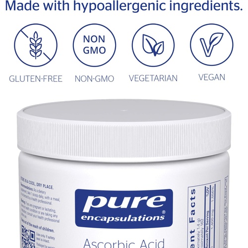  Pure Encapsulations Ascorbic Acid Powder Hypoallergenic Vitamin C Supplement for Antioxidant Support* 8 Ounces