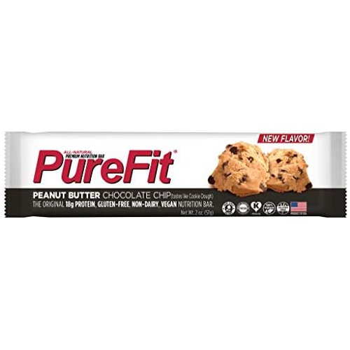  PureFit Premium Nutrition Protein Bars, 15 Count | 18G Protein, Performance Enhancement & Energy Bar - Gluten Free, Dairy Free, Vegan - Peanut Butter Chocolate Chip