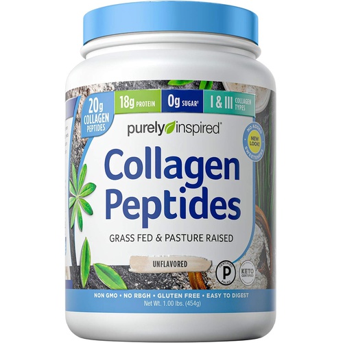  Collagen Powder Purely Inspired Collagen Peptides Supplements for Women & Men Collagen Protein Powder with Biotin Paleo + Keto Certified Unflavored, 1 lb (Packaging May Vary)