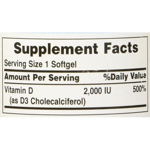  Vitamin D3 50mcg (2,000 IU) Bolsters Immune Health by Puritans Pride for Support of Immune Health and Healthy Bones and Teeth 200 Softgels